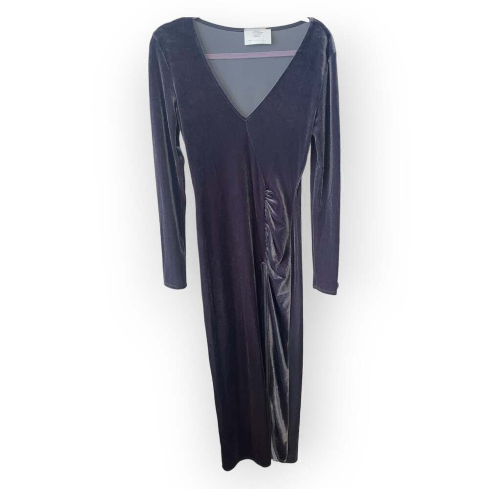 Fashion Nova Long gray form fitting dress Made in the USA Sz Large EUC